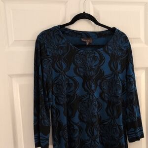 Dana Buchman Teal and Black 3/4 Sleeve Sheath Dress